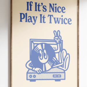 Music Wall Art, Retro Groovy Print, Record Player Poster