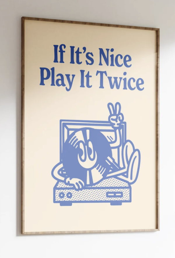 Music Wall Art, Retro Groovy Print, Record Player Poster