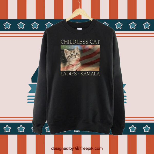 American Flag Cat Lady Kamala Shirt Childless Cat Ladies Kamala Shirt
