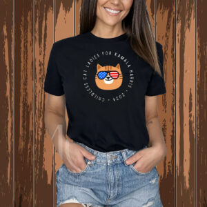 American Flag Shades Cool Cat Lady For Kamala Shirt Kamala Harris 2024 Shirt