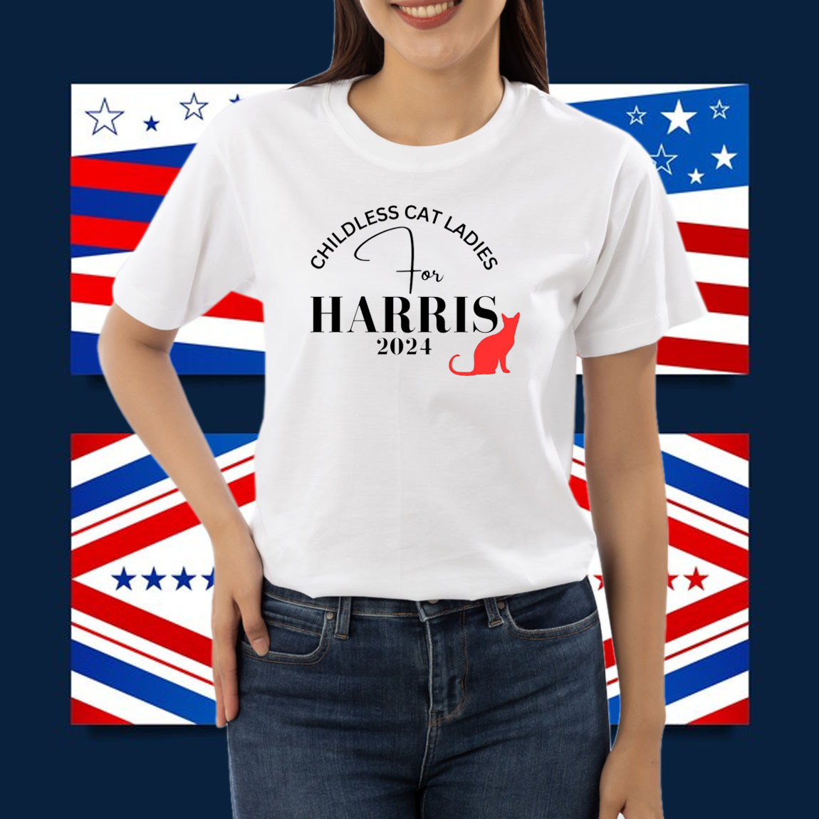 Childless Cat Ladies TShirt, Kamala Harris Tee, USA Election 2024 Shirt