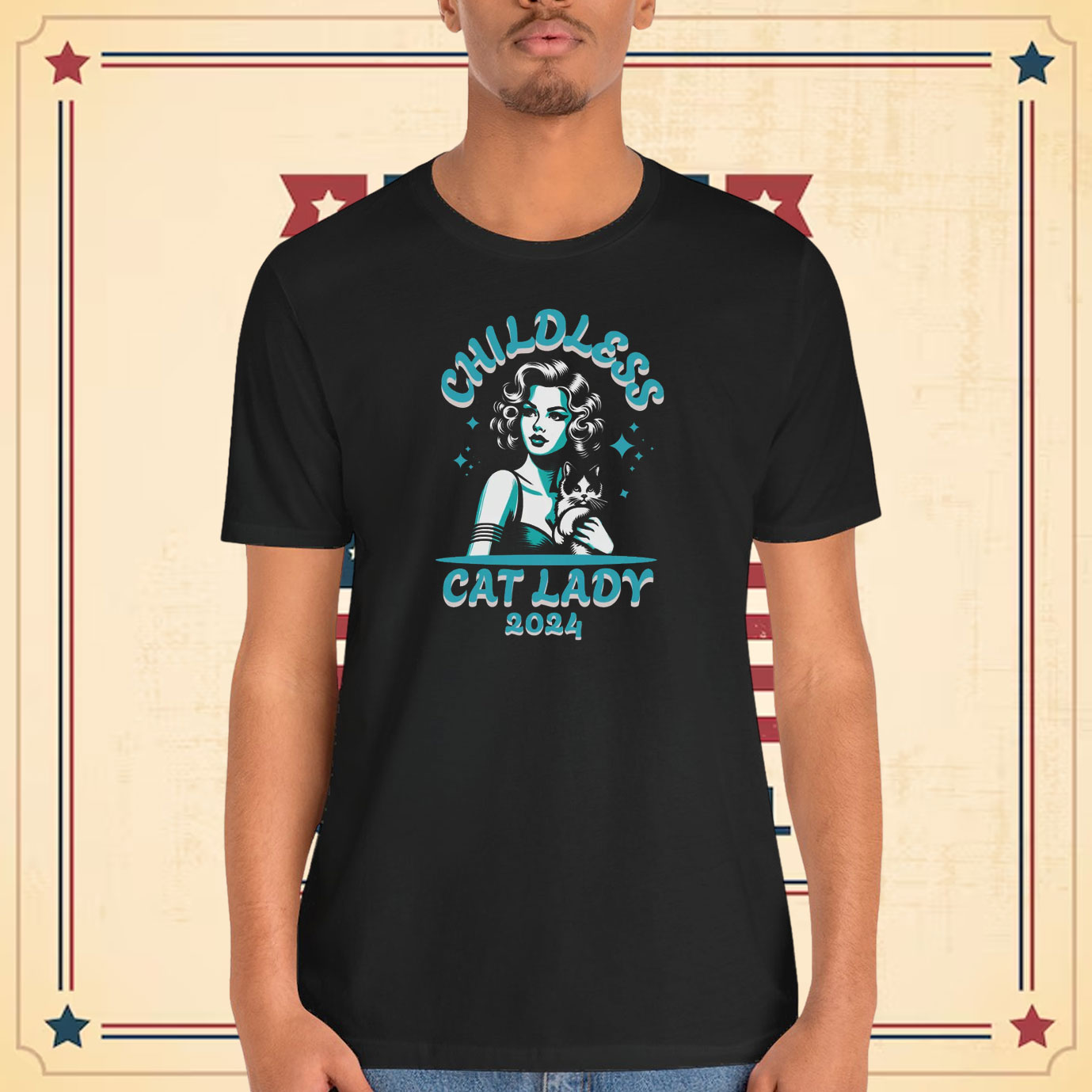 Childless Cat Lady 2024 T-shirt - Retro Cat Lady Shirt