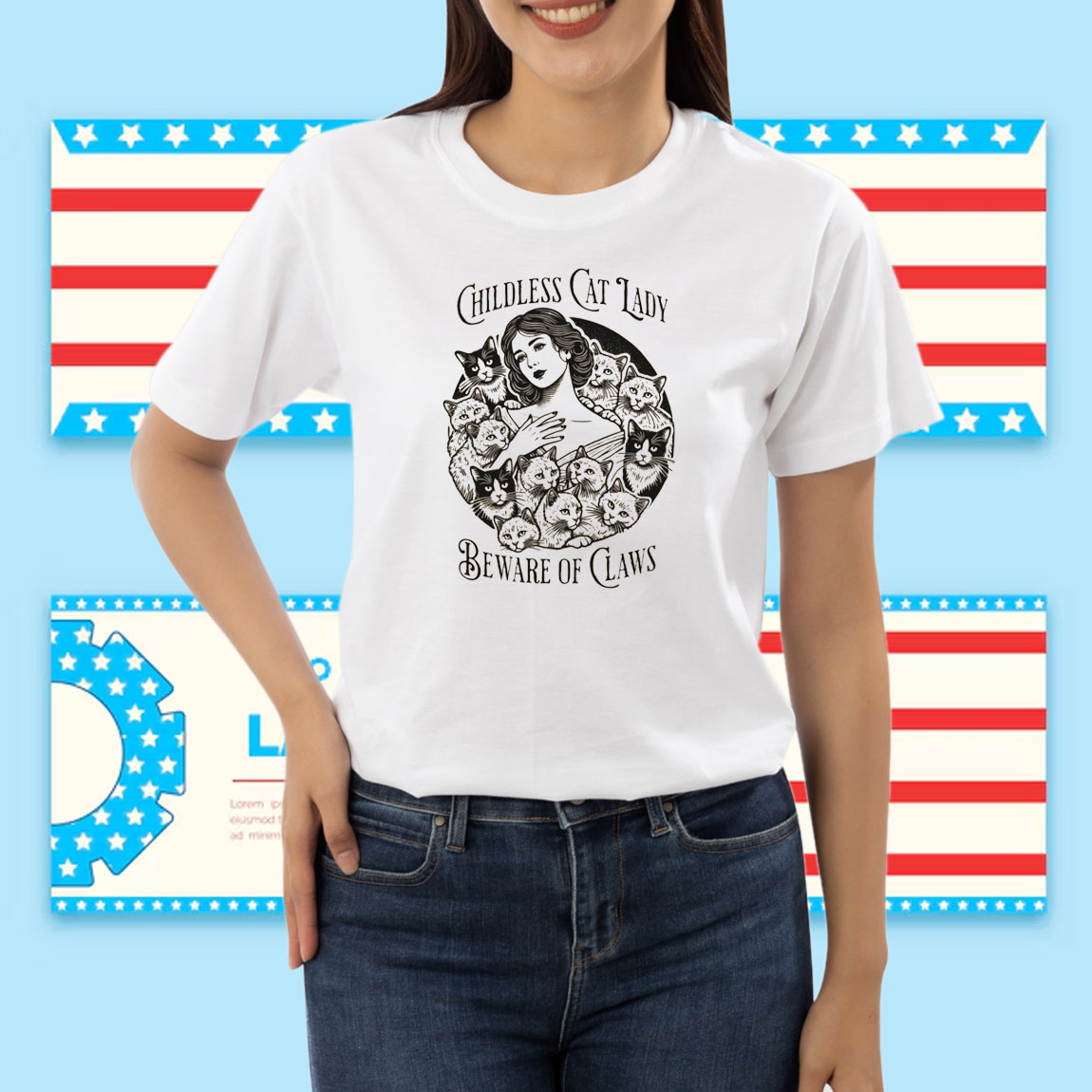 Childless Cat Lady, Beware of Claws, Vintage Cat Lady, Feminist Shirt