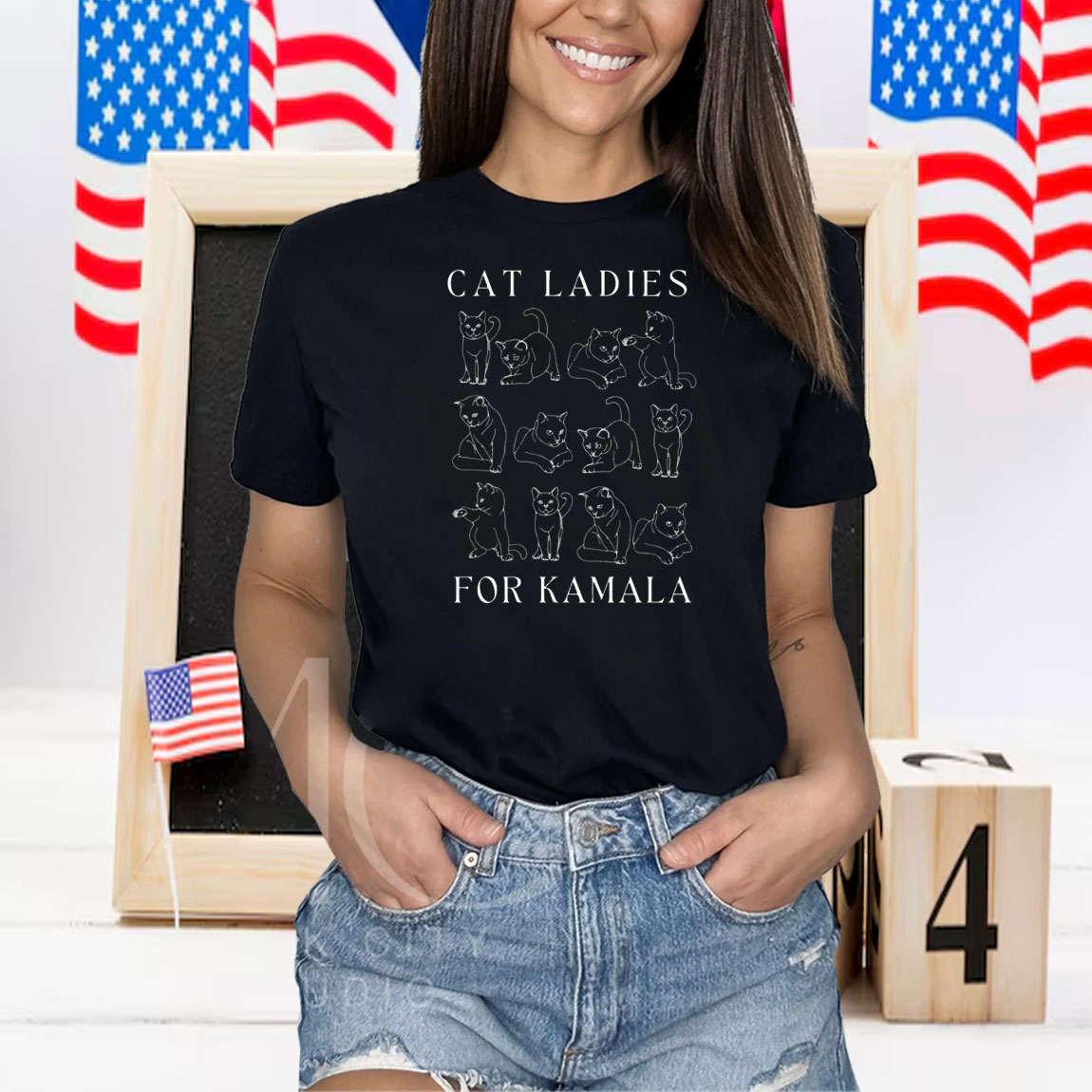Childless Cat Lady Cat Ladies for Kamala For the People Madam President Kamala Harris Shirt