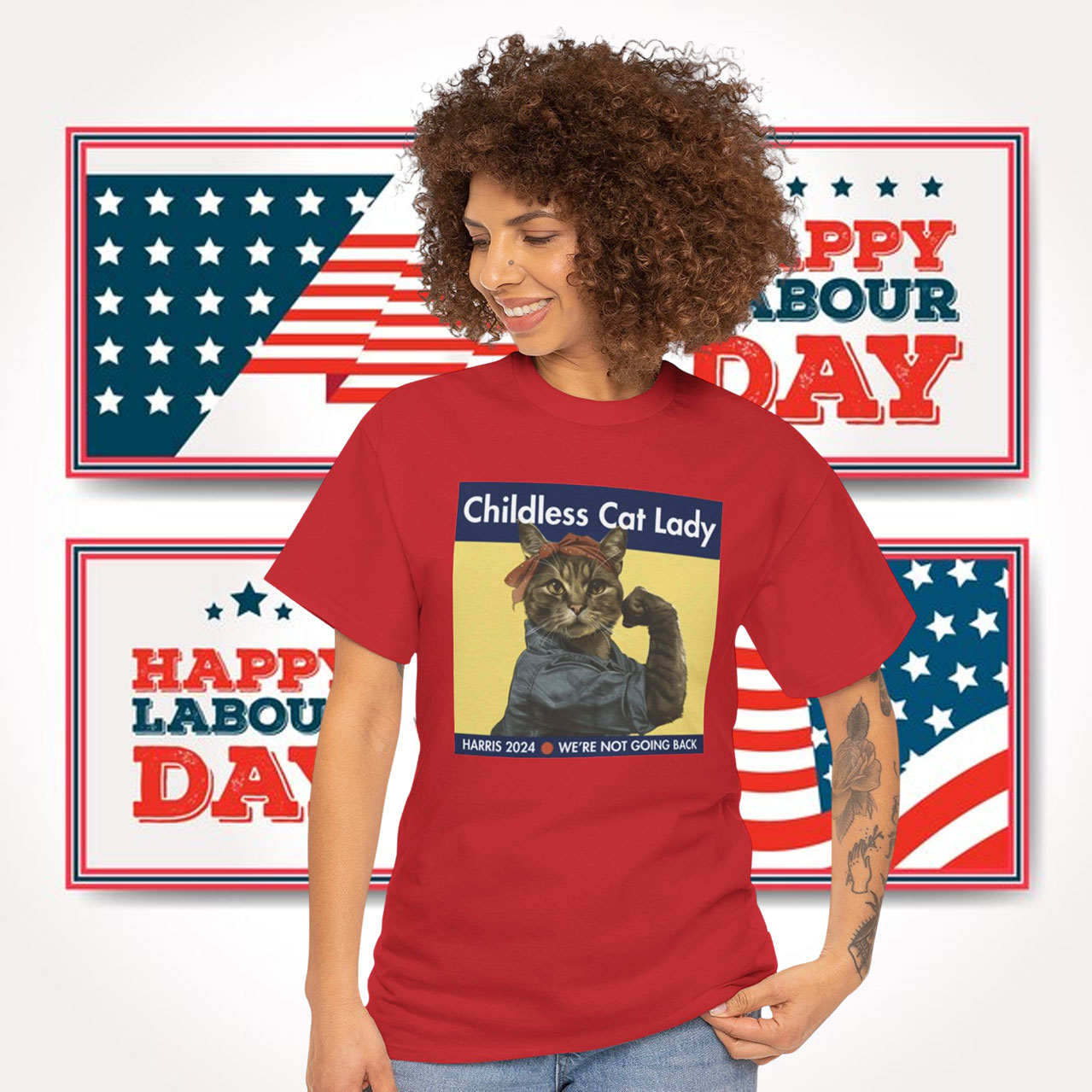 Childless Cat Lady Harris 2024 We're Not Going Back Unisex Shirt