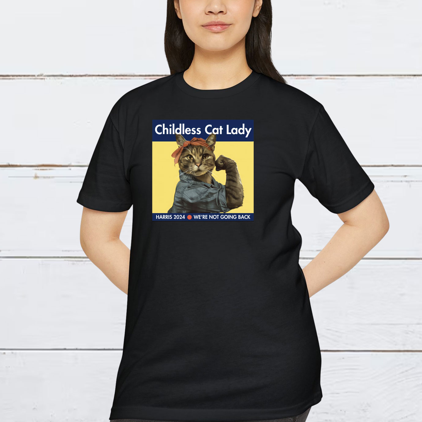 Childless Cat Lady Harris 2024 We’re Not Going Back T-Shirt