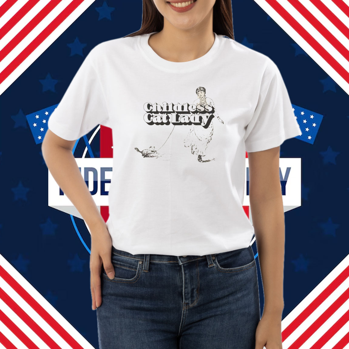 Childless Cat Lady Kamala Harris 2024 Feminist Boxy Shirt