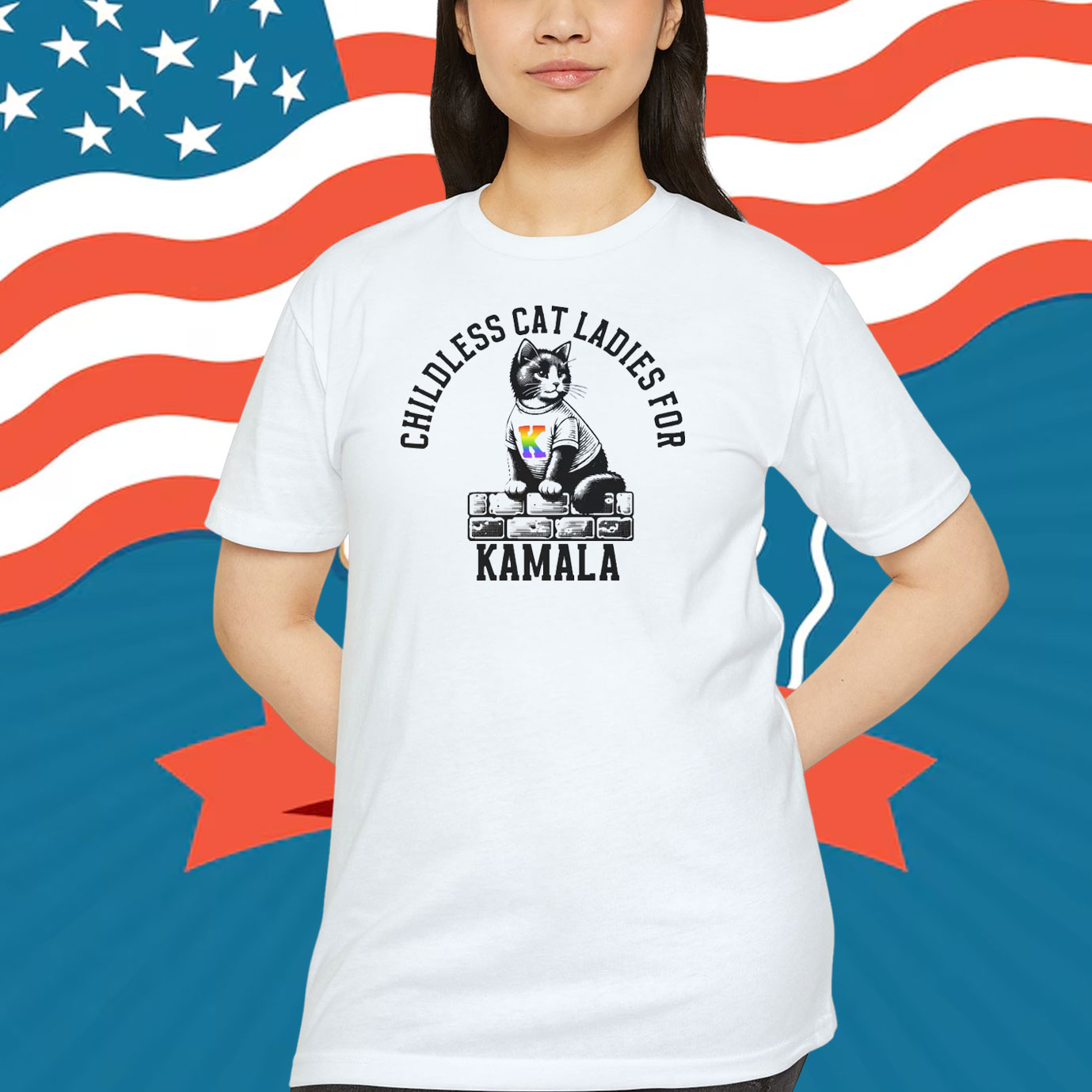 Childless Cat Lady Kamala Shirt, Democrat T-Shirt, Subtle Pride Shirt