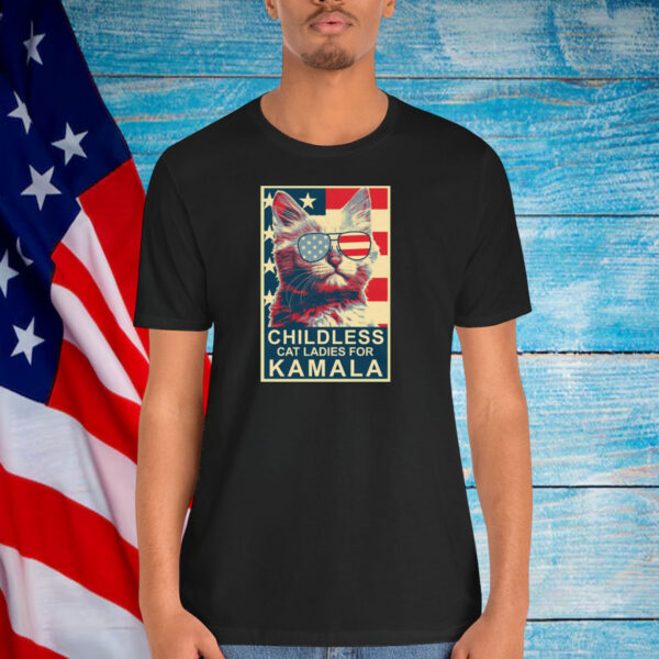Childless Cat Lady Kamala Shirt, Ladies for Kamala Harris President 2024 Shirt