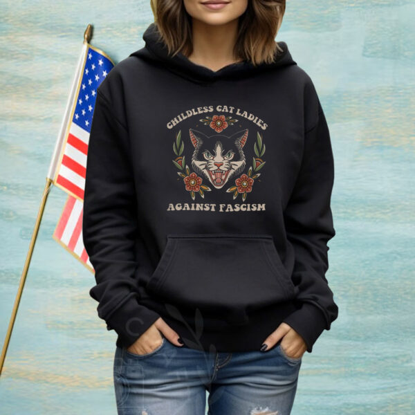 Childless For Cat Ladies For Harris 2024 Shirt, Childless Cat Ladies Against Fascism Shirt