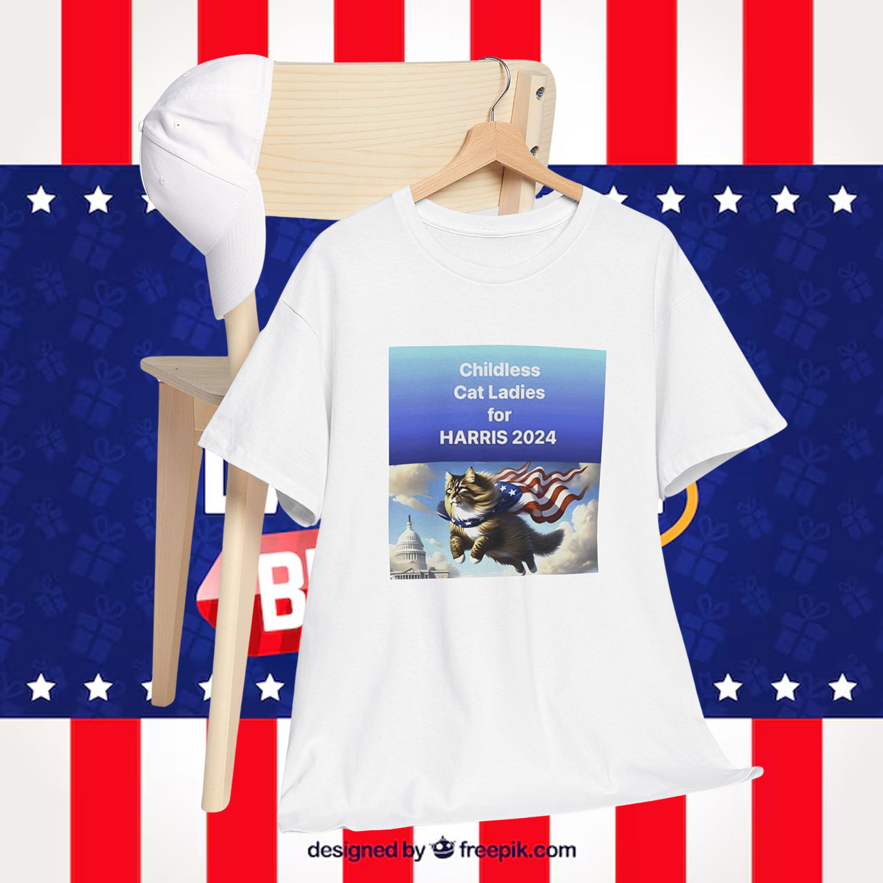 Childless For Cat Ladies For Harris President 2024 Shirt
