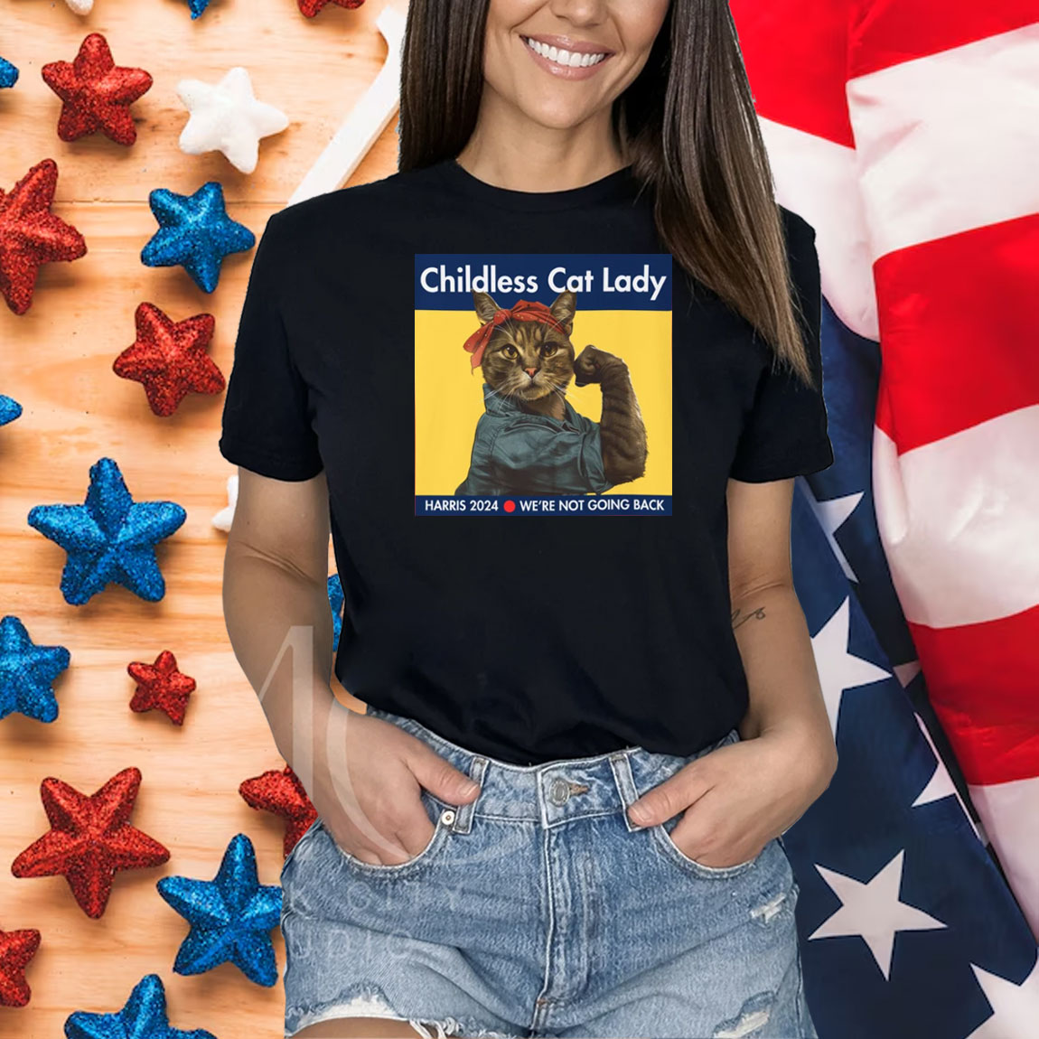 Harris 2024 T-Shirt Childless Cat Lady Kamala Harris Campaign Shirt