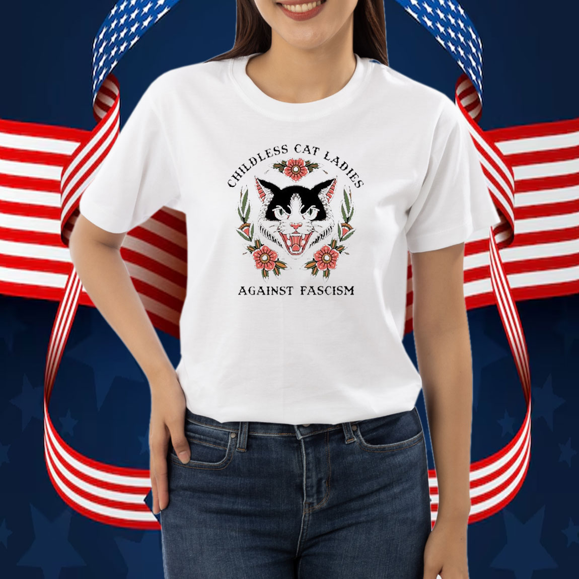 Kamala Harris Childless Cat Ladies Against Fascism Shirt