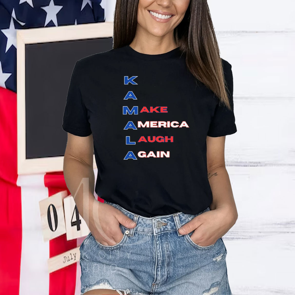 Kamala: Make America Laugh Again America Flag Colors Shirt