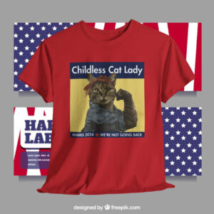 Original Childless Cat Lady Harris 2024 We're Not Going Back Shirt