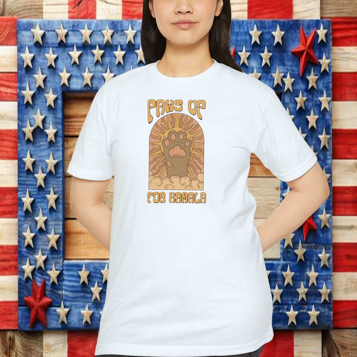 Paws Up for Kamala 2024 T-Shirt, Cat Lady Shirt