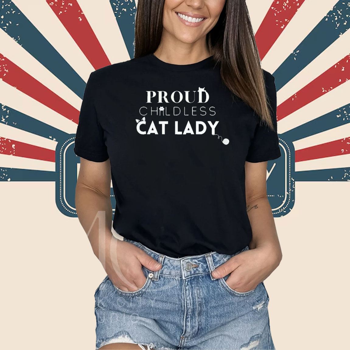 Proud Childless Cat Lady Sweatshirt Kamala Harris 2024 Shirt