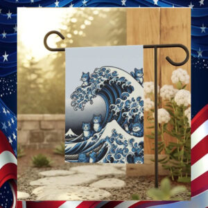 Blue Wave Cat for Kamala Garden Flag Banner