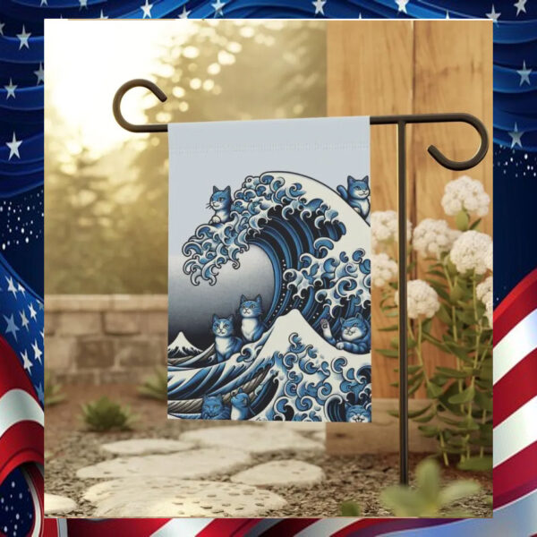 Blue Wave Cat for Kamala Garden Flag Banner