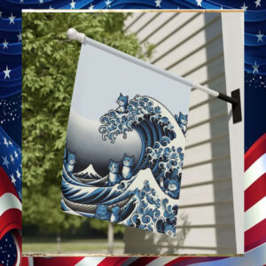 Blue Wave Cat for Kamala Garden Flag Banner