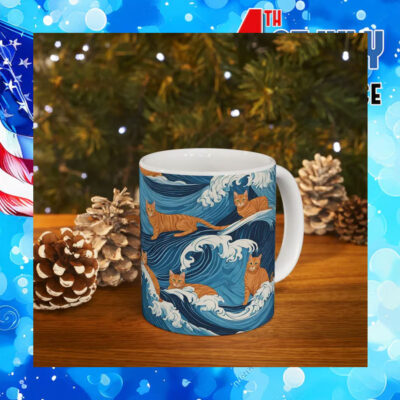 Blue Wave With Cats Kamala Harris Mug