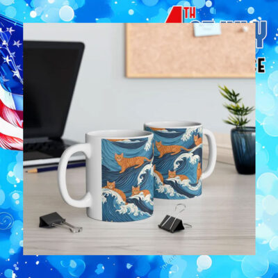 Blue Wave With Cats Kamala Harris Mug