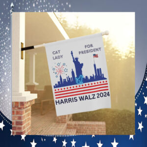 Cat Lady For President Kamala Harris Walz 2024 Flag