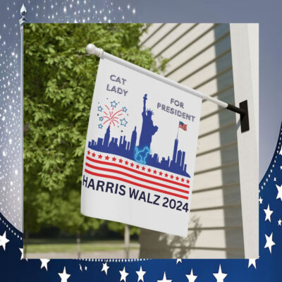 Cat Lady For President Kamala Harris Walz 2024 Flag