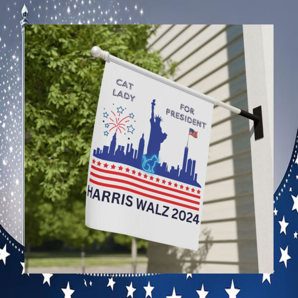 Cat Lady For President Kamala Harris Walz 2024 Flag