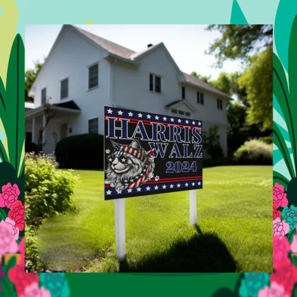 Cat Lover Harris Walz 2024 Yard Sign