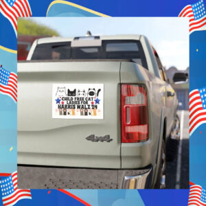 Child Free Cat Ladies For Harris Walz 24 Car Magnet