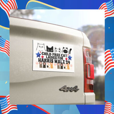 Child Free Cat Ladies For Harris Walz 24 Car Magnet