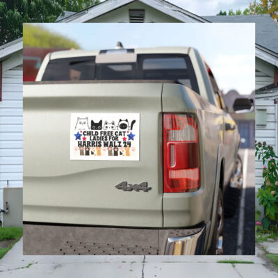 Child Free Cat Ladies for Kamala Harris Walz for President 2024 Bumper Sticker Car Magnet
