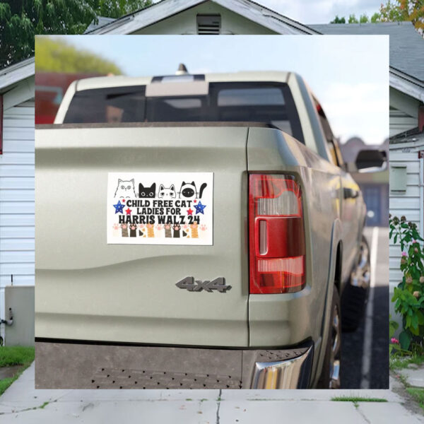 Child Free Cat Ladies for Kamala Harris Walz for President 2024 Bumper Sticker Car Magnet