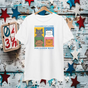 Childless Cat Ladies for Harris Walz Ringer T-Shirt