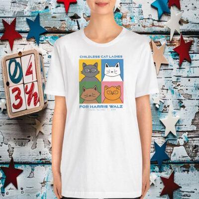 Childless Cat Ladies for Harris Walz Ringer T-Shirt