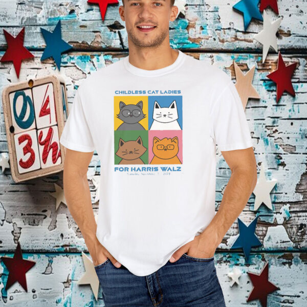 Childless Cat Ladies for Harris Walz Ringer T-Shirt