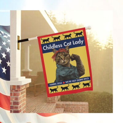 Childless Cat Lady Harris 2024 We're Not Going Back Flag