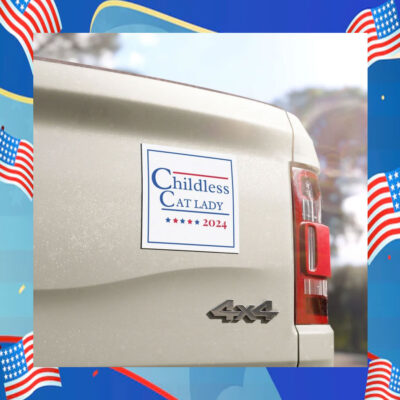 Childless Cat Lady Harris Walz 2024 Car Magnet