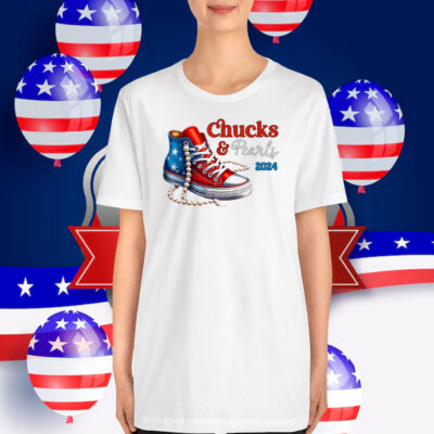Chucks And Pearls I'm With Her Kamala 2024 T-Shirt