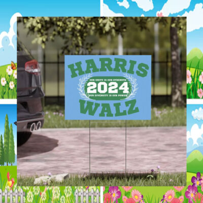 College Style Yard Sign Harris Walz 2024