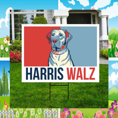 Dog For Kamala Harris Walz Yard Sign