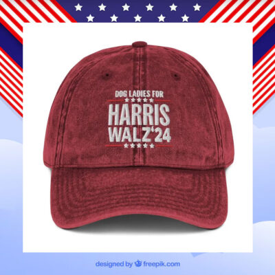Dog Ladies for Harris Walz 2024 Hat