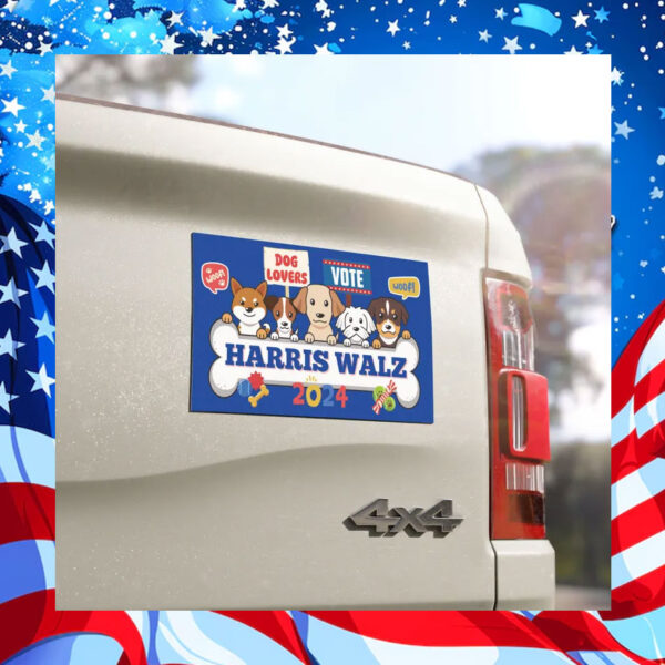 Dog Lovers Vote Harris Walz 2024 Car Magnets