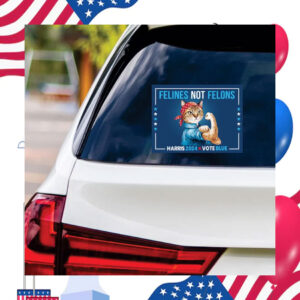 Felines Not Felons Harris 2024 Vote Blue Bumper Sticker