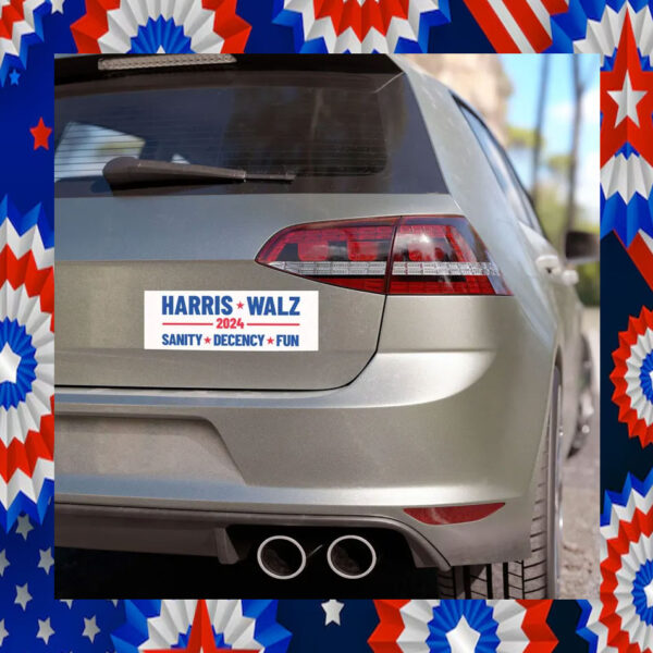 Harris Walz 2024 Car Magnet Sanity Decency Fun