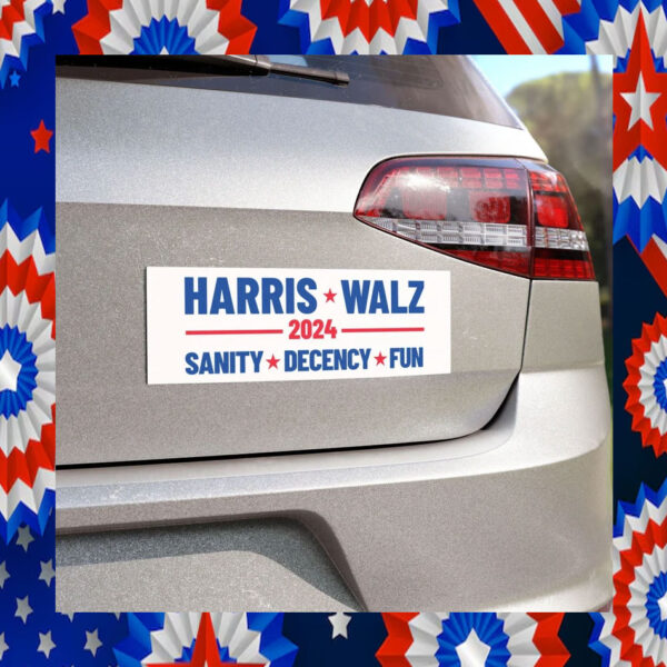Harris Walz 2024 Car Magnet Sanity Decency Fun
