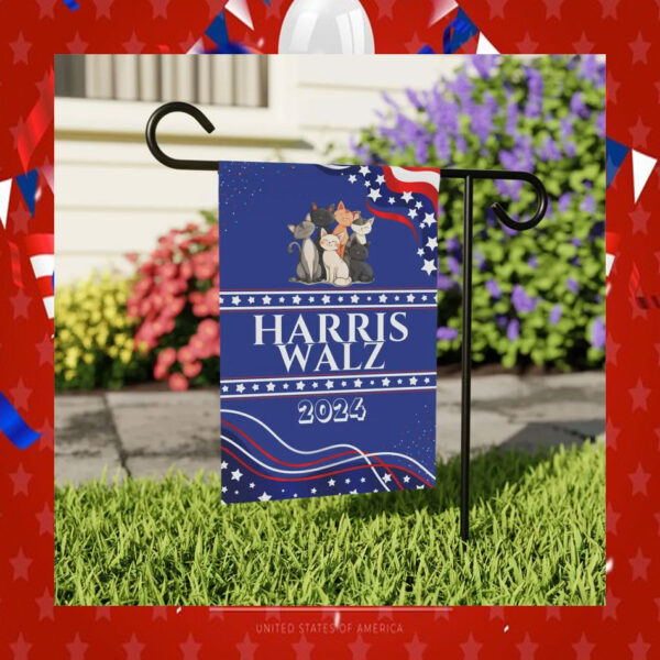 Harris Walz 2024 Cat Yard Flag
