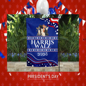Harris Walz 2024 Cat Yard Flag