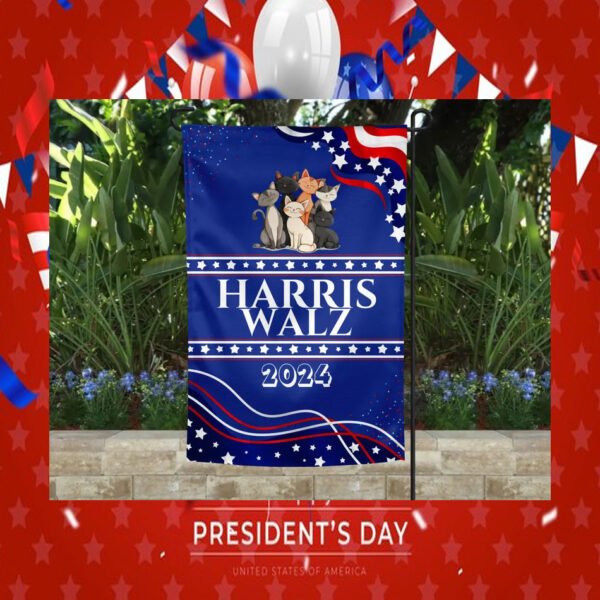 Harris Walz 2024 Cat Yard Flag